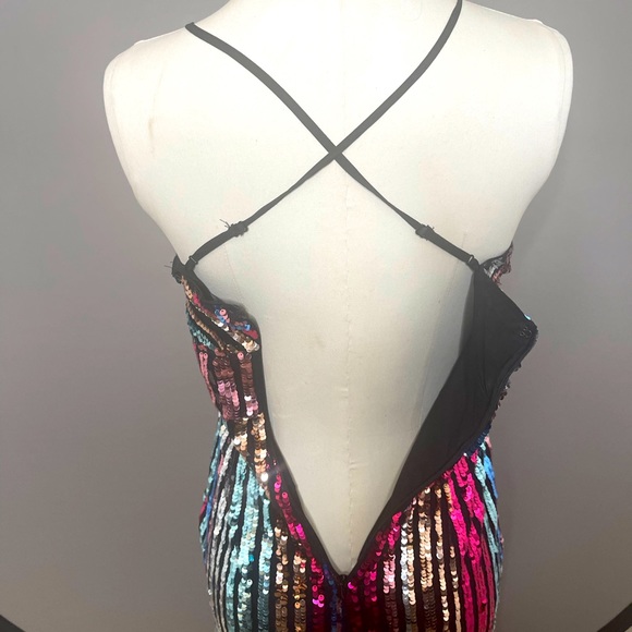 Sequin spaghetti straps multi color jump suit. - Picture 8 of 11